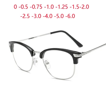 -1.0 -1.5 -2.0 -2.5 To -6.0 Metal Çerçeve Bitmiş Miyopi Gözlük Unisex Moda Kısa görüş Gözlük Reçete Kadın Erkek