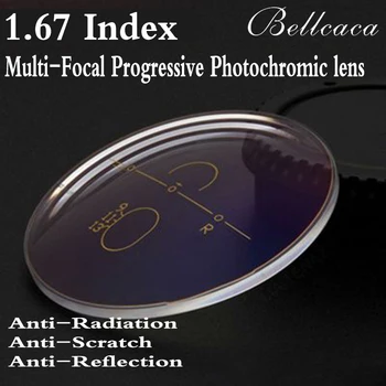 1.67 Endeksli Asferik Optik Çok Odaklı İlerici Fotokromik Reçete Lens Miyopi Gözlük Anti-Radyasyon 2 ADET BC166
