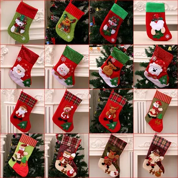 1 ADET Noel Çorap Güzel Santa Kardan Adam Geyik ve Ayı Noel Ağacı Dekorasyon Asılı Hediye Çantası Çocuklar için Ev Ofis