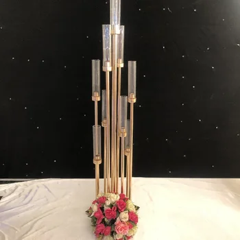 10 Takım Metal Mumluk Şamdan Çiçek Vazo Düğün Masa Centerpiece Mumluk Ayağı Standı Yol Kurşun Parti Dekor