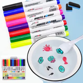 12 Renk Doodle Su Yüzen Kalemler Büyülü Su Boyama Beyaz Tahta Kalemler İşaretleyiciler Silme Kalemler Doodle Çizim Kalemleri