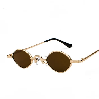 2018 Yuvarlak Güneş Gözlüğü Kadın Kaplama Erkek Unisex Steampunk güneş gözlüğü Küçük Lensler Bayanlar Vintage Oval Kırmızı Çerçeve UV400