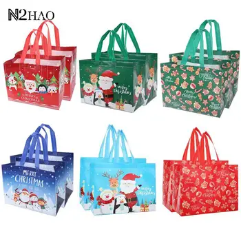 2023 Yeni Yıl Hediyeleri Çanta Merry Christmas hediye çantası Karikatür Noel Baba Kardan Adam Olmayan Dokuma Çanta Noel Süslemeleri