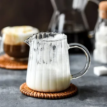 250 ml Japon Şerit süt sürahisi Isıya dayanıklı Cam kulplu fincan Kahve Süt Çay Ayırıcı Adil Fincan Ev Cafe Drinkware Hediye