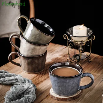 360 ml Sırlı Retro İskandinav Seramik Kahve Kupa Yaratıcı Ev Çay kulplu fincan Su Bardağı Kupalar Kahve Fincanları Coffeeware