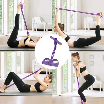 4 Direnç Elastik Çekme Halatları Egzersiz Kürekçi Göbek Direnç Bandı Ev Jimnastik Salonu Spor Eğitimi elastik bantlar fitness ekipmanları için