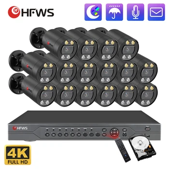 4K 8MP Poe güvenlik kamera sistemi 16CH CCTV Nvr kiti Video gözetim sistemi çift ışık kaynağı su geçirmez açık
