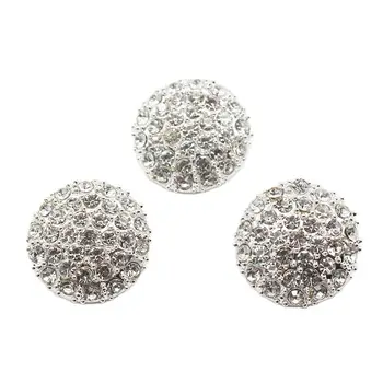 5 Adet Set 12mm/24mm Yuvarlak Alaşım Elmas Düğmeler DIY Gümüş Renk Giyim, kakma Elmas Metal Aksesuarları