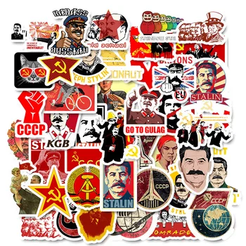 50 Adet Karışık Sovyetler Birliği Stalin SSCB CCCP HET Çıkartmalar Su Geçirmez PVC Kaykay Gitar Bagaj Motosiklet Sticker