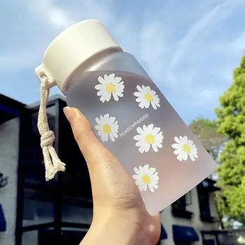 500ml Plastik Su Şişeleri Kızlar için Yaratıcı Buzlu İçecek Kawaii Spor Şeffaf Su Şişesi ile Taşınabilir Seyahat çay bardağı