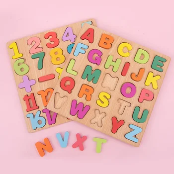 Alfabe Dijital Ahşap Oyuncaklar Çocuk 20x20cm Çocuk Numarası Mektup Eşleşen Yapboz Kurulu Öğrenme Oyuncak Bulmaca Çocuklar için Yapboz 