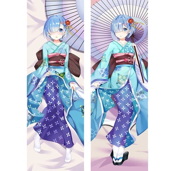 Anime Re: Farklı Bir Dünyada Yaşam Sıfır Dakimakura sarılma yastığı kılıfı Kimono Tarzı Rem Desen Yastık Örtüsü