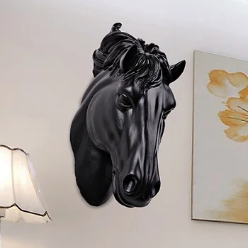Atlar Kafa Duvar Asılı 3D Hayvan Süslemeleri Sanat Heykel Figürleri Reçine Zanaat Ev Oturma Odası Duvar Süslemeleri