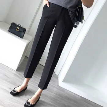 Bahar Yeni Kadın Pantolon Büyük Boy Moda Siyah Yüksek Bel kalem pantolon Kadın Rahat Gevşek Rahat Dokuz noktalı Takım Elbise Trousers18317