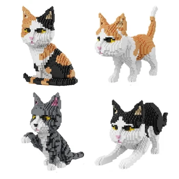 Balody Sevimli Karikatür Kedi Yapı Taşları Elmas tuğla siyah kedi Modeli eğitici oyuncaklar çocuklar Kız hediyeler