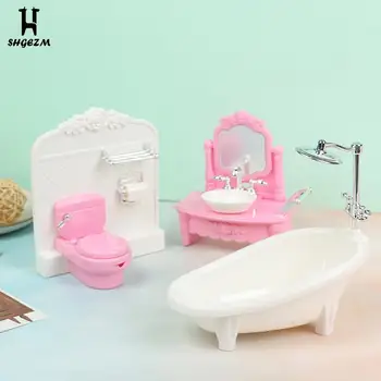 Bebek Simülasyon Küvet lavabo Tuvalet Eşleşen Model Çocuk Kız Oyuncak Banyo Mobilyaları Banyo Aksesuarları çocuk oyuncağı