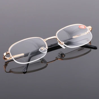 Bitmiş Miyopi Gözlük Metal Yarım Çerçeve Kadın Erkek Unisex Basiretsiz Gözlük Reçete Gözlük-1.0-1.5-2.5-3.0-4.0