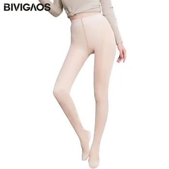 BIVIGAOS Güz Kış Bayan Yeni Çıplak Bacak Tayt Yanlış Şeffaf Klasik Kadife Çift katmanlı Seksi Sıska Bacaklar Sıcak Tayt
