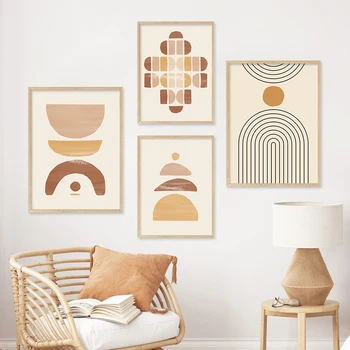 Boho Soyut Geometrik Minimalist Posterler Tuval Boyama Duvar sanat baskı Resimleri Yatak Odası Oturma Odası için ev içi dekor