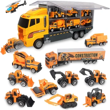 Büyük inşaat kamyonları Seti Mini Alaşım pres döküm model araç 1: 64 Ölçekli Oyuncaklar Araçlar Taşıyıcı Kamyon Mühendisliği oyuncak arabalar Çocuklar için