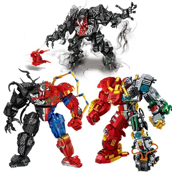 Disney Marvel Süper Kahraman Örümcek Adam Titan Robot Yarım Perspektif Çelik Zırh Yapı Taşları Tuğla Setleri Çocuk Boys çocuk oyuncakları