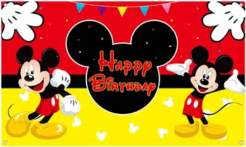 Disney Mickey Mouse Parti Zemin Örtüsü Bebek Duş Özel Fotoğraf fotoğraf kabini Sahne Arka Plan Çocuklar İçin Doğum Günü Malzemeleri
