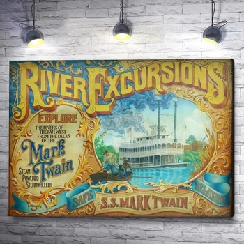 Disney World Riverboat Gezileri Posterler Ve Baskılar Disneyland Nehirler Amerika Mark Twain Vapur Tuval Boyama Duvar Sanatı