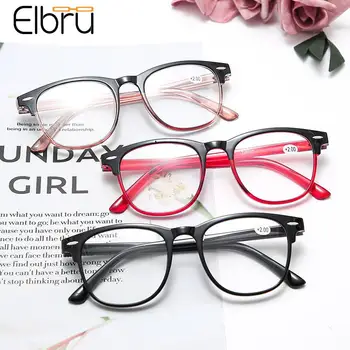 Elbru Yuvarlak Tam Çerçeve okuma gözlüğü Taşınabilir Yüksek Çözünürlüklü Rahat Erkekler ve Kadınlar Presbiyopik Gözlük +1.0 ila + 4.0