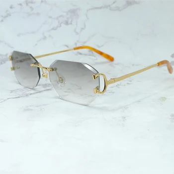 Elmas Kesim Güneş Gözlüğü Özel Shades Gözlük Moda Carter Vintage Çerçevesiz güneş gözlüğü Klasik Lüks Tasarımcı Erkek Sunglass