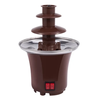 En iyi Fırsatlar Yeni Mini çikolata çeşmesi Üç Kat Yaratıcı Çikolata Eriyik İsıtma Fondü Makinesi Dıy Eriyik şelale Pot Me