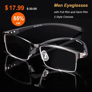Erkekler Alaşım Gözlük Çerçevesi Erkekler için Gözlük Esnek Tapınaklar Bacaklar IP Galvanik Alaşımlı Malzeme, Tam Jant ve Yarım Jant