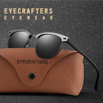 EYECRAFTERS 2020 Erkek Gözlük Retro Polarize Güneş Gözlüğü Vintage Alaşım Moda Sürüş UV400 Aynalı Güneş Gözlüğü Gözlük HD