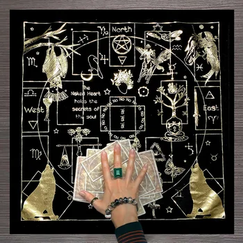 FFO 12 Takımyıldızları Tarot Masa Örtüsü Goblen Kehanet Sunak Bez Oyunu Servet Astroloji Kart Pad Runes Büyücülük Malzemeleri