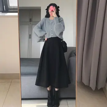 Fonekıe Sonbahar Kış Etek Takım Elbise Kadın 2021 Yeni Yumuşak Tarzı Gevşek Rahat Kazak Ve Moda Etek 2 Parça Setleri Bayan Trend