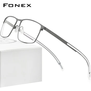 FONEX Saf Titanyum Gözlük Çerçevesi Erkekler Kare Miyopi Optik Reçete Gözlük Çerçevesi Adam 2020 Antiskid Silikon Gözlük 8521