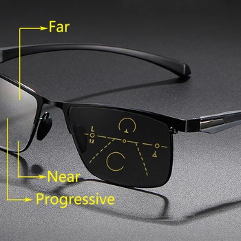 Fotokromik okuma gözlüğü İlerici Multifokal Erkekler Anti mavi ışık bilgisayar gözlük presbiyopik gözlük TR90 tam çerçeve
