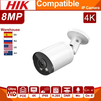 Hikvision Uyumlu 8MP HD 4K PoE Bullet IP Kamera IR Tak&çalıştır Hikvision NVR Güvenlik Koruma Gözetim Kamera