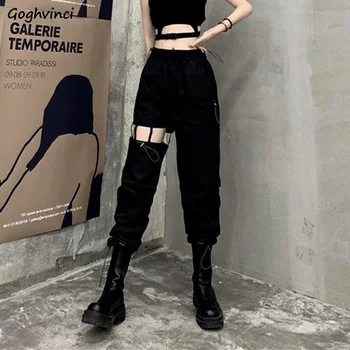 Hipster Saf Renk Harajuku Tüm-maç Kargo Pantolon Kadın Delik Yaz Streetwear Şık Yeni nedensel Pantolon Kadın Tasarım Yeni Varış 