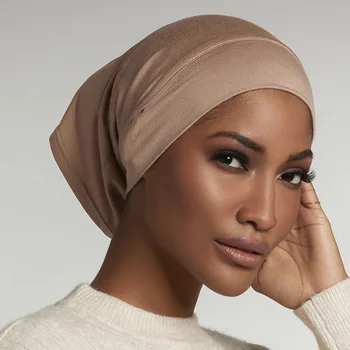 Hood ile Kulak Piercing Sonu Ramazan Hood Yahudi Anında Jersey Şapka Başörtüsü Kadın Müslüman Moda İç Kap Başörtüsü Capelli