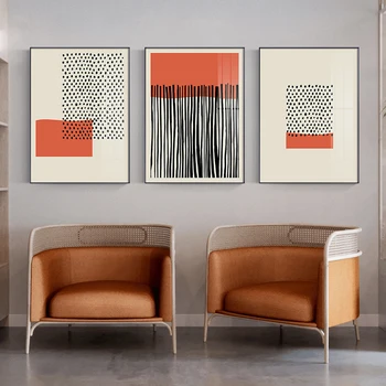 Iskandinav Soyut Geometrik Desen Posteri Sarı Turuncu Çizgi Tuval Boyama Duvar Sanatı Baskılar Resimleri için Oturma Odası Ev Dekor