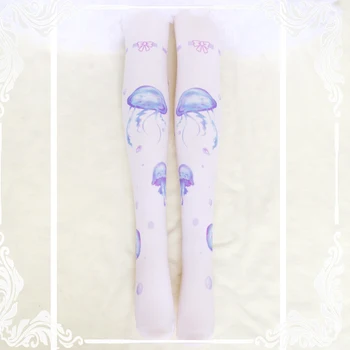 Japon tatlı Lolita tayt denizanası baskı Lolita çorap sevimli yumuşak sevimli kardeş Yang aksesuarları dekoratif dip tayt