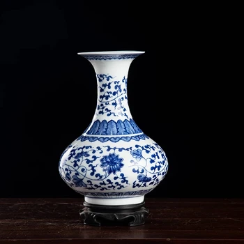 Jingdezhen Vintage Seramik Mavi ve Beyaz Vazolar Çiçekler Ev Dekorasyon Sıraltı Porselen Vazo Mefruşat ürünleri
