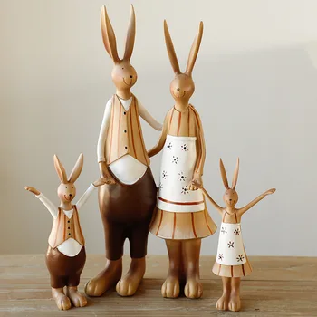 Joylove Tavşan Dört Kişilik Aile Amerikan Dekorasyon Süsler Ev Aksesuarları Oturma Odası TV Dolabı Dekorasyon Düğün Hediyeleri