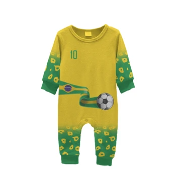 Jumeast Brezilya futbol formaları Grafik Tulumlar Bayrak Futbol 2022 Baskılı T Shirt Sarı Pamuk Spor Tek Parça Bebek Giysileri