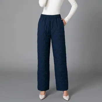 Kadın Aşağı Pamuk Sıcak harem pantolon Kore Kadın Rahat Elastik Bel Kapitone Pantolon Hafif Kalın Yastıklı Pantolon V141