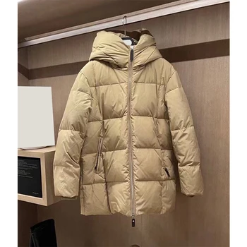 Kadın kışlık palto Ördek Aşağı Sıcak Yeni Tüy Kalın Uzun Kollu Casual Boy Kapşonlu Zip Mont Balon şişme ceket kadınlar