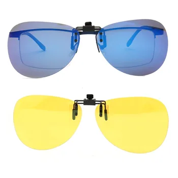 Kadın pilot Polarize güneş gözlüğü üzerinde klip flip up erkekler havacılık moda sürüş balıkçılık gece görüş güneş gözlüğü lensler üzerinde klip