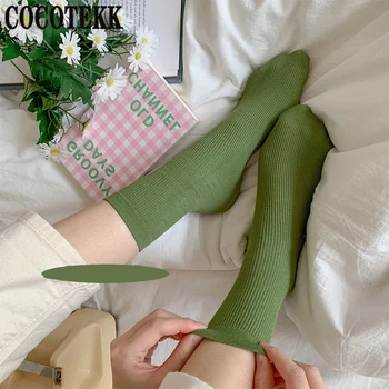 Kadın Çorap Yeni Yaz Bahar Sonbahar İnce Gevşek Çorap Yığılmış Parlak Neon Düz Renkli Yumuşak Bassic Ev Penye Pamuk Çorap