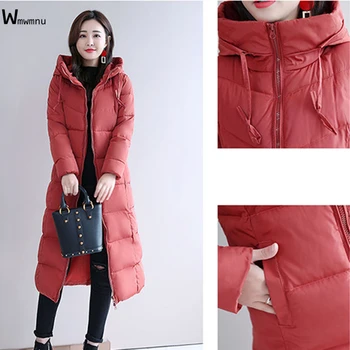 Kadınlar Sıcak Kalın Palto Temel Katı Dış Giyim Kar Giyim Ceketler Rüzgarlık Kış Kapşonlu Pamuk Yastıklı Orta uzunlukta İnce Palto