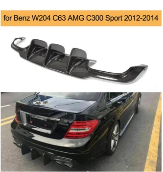 Karbon Fiber Araba Arka Tampon Difüzör Mercedes Benz için W204 C63 AMG C300 Spor 2012-2014 Arka Tampon Difüzör Dudak Spoiler FRP